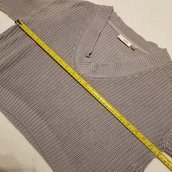 Purplish Grey Knit Cropped Sweater V-Neck Cotton Mix Medium Jumper Cozy Cloth - Picture 10 of 11